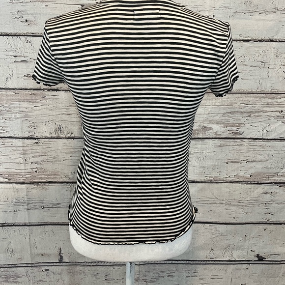 MADEWELL T-shirt Lettuce Edge Black & White Stripe-XS - Picture 2 of 4